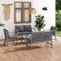 Preview: 5-tlg. Garten-Lounge-Set mit Auflagen Massivholz Akazie Grau