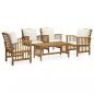 Preview: ARDEBO.de - 5-tlg. Garten-Lounge-Set mit Auflagen Massivholz Akazie