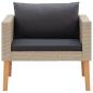 Preview: 4-tlg. Garten-Lounge-Set mit Auflagen Poly Rattan Beige