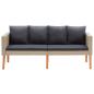 Preview: 5-tlg. Garten-Lounge-Set mit Auflagen Poly Rattan Beige