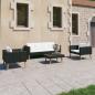 Preview: 4-tlg. Garten-Lounge-Set mit Auflagen Poly Rattan Schwarz