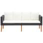 Preview: 4-tlg. Garten-Lounge-Set mit Auflagen Poly Rattan Schwarz