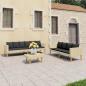 Preview: 3-tlg. Garten-Lounge-Set mit Auflagen Poly Rattan Beige