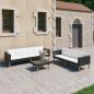 Preview: 3-tlg. Garten-Lounge-Set mit Kissen Poly-Rattan Schwarz
