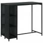 Preview: ARDEBO.de - Bartisch mit Regal Schwarz 120x60x110 cm Poly Rattan