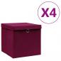 Preview: ARDEBO.de - Aufbewahrungsboxen mit Deckeln 4 Stk. 28x28x28 cm Dunkelrot