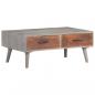 Preview: ARDEBO.de - Couchtisch Grau 100x60x40 cm Raues Mango-Massivholz