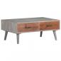 Preview: Couchtisch Grau 100x60x40 cm Raues Mango-Massivholz