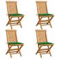 Preview: Gartenstühle mit Grünen Kissen 4 Stk. Teak Massivholz