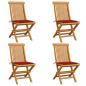 Preview: ARDEBO.de - Gartenstühle mit Roten Kissen 4 Stk. Teak Massivholz 