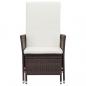 Preview: Garten-Liegestuhl mit Auflagen Poly Rattan Braun
