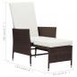 Preview: Garten-Liegestuhl mit Auflagen Poly Rattan Braun