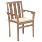 Preview: Gartenstühle 2 Stk. mit Cremeweißen Kissen Teak Massivholz 