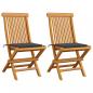 Preview: ARDEBO.de - Gartenstühle mit Anthrazit Kissen 2 Stk. Massivholz Teak