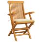 Preview: Gartenstühle mit Creme Kissen 2 Stk. Massivholz Teak