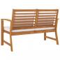 Preview: Gartenbank 120 cm mit Cremeweißen Kissen Massivholz Akazie