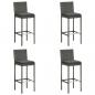 Preview: ARDEBO.de - Garten-Barhocker mit Kissen 4 Stk. Grau Poly Rattan