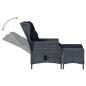 Preview: Verstellbarer Gartensessel mit Fußhocker Poly Rattan Dunkelgrau