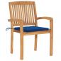 Preview: Gartenstühle 2 Stk. mit Blauen Kissen Massivholz Teak