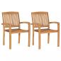 Preview: Gartenstühle 2 Stk. mit Blauen Kissen Massivholz Teak