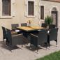Preview: 9-tlg. Garten-Essgruppe Poly Rattan und Akazienholz Schwarz 