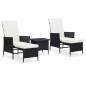 Preview: 3-tlg. Garten-Lounge-Set mit Kissen Poly-Rattan Schwarz