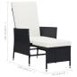 Preview: 3-tlg. Garten-Lounge-Set mit Kissen Poly-Rattan Schwarz