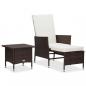 Preview: ARDEBO.de - 2-tlg. Garten-Lounge-Set mit Kissen Poly Rattan Braun