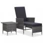 Preview: ARDEBO.de - 2-tlg. Garten-Lounge-Set mit Kissen Poly Rattan Grau