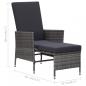 Preview: 2-tlg. Garten-Lounge-Set mit Kissen Poly Rattan Grau