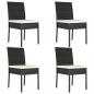 Preview: ARDEBO.de - Garten-Essstühle 4 Stk. Poly Rattan Schwarz
