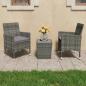 Preview: 3-tlg. Bistro-Set Poly Rattan und Hartglas Grau 