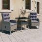 Preview: 3-tlg. Garten-Essgruppe Poly Rattan und Glas Grau