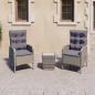 Preview: 3-tlg. Bistro-Set Poly Rattan und Glas Grau