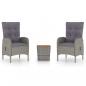 Preview: 3-tlg. Bistro-Set Poly Rattan und Akazienholz Grau