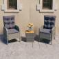 Preview: 3-tlg. Bistro-Set Poly Rattan und Akazienholz Grau
