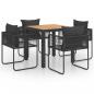Preview: 5-tlg. Garten-Essgruppe PVC Rattan Schwarz und Braun