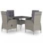 Preview: 5-tlg. Garten-Essgruppe Poly Rattan und Glas Grau