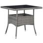 Preview: 5-tlg. Garten-Essgruppe Poly Rattan und Glas Grau