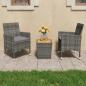 Preview: 3-tlg. Bistro-Set Poly Rattan und Akazienholz Grau
