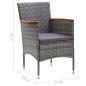 Preview: 3-tlg. Bistro-Set Poly Rattan und Hartglas Grau
