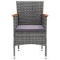 Preview: 3-tlg. Bistro-Set Poly Rattan und Hartglas Grau