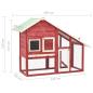 Preview: Kaninchenstall Rot und Weiß 140x63x120 cm Tanne Massivholz