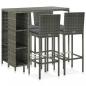 Preview: ARDEBO.de - 5-tlg. Gartenbar-Set mit Kissen Poly Rattan Grau