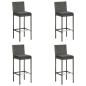 Preview: 5-tlg. Gartenbar-Set mit Kissen Poly Rattan Grau