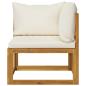 Preview: 4-tlg. Garten-Lounge-Set mit Auflagen Creme Massivholz Akazie