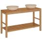 Preview: Waschtisch Massivholz Teak mit Waschbecken Marmor Creme