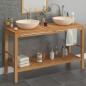 Preview: Waschtisch Massivholz Teak mit Waschbecken Marmor Creme