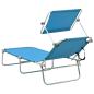 Preview: Klappliege mit Sonnendach Blau Aluminium