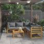 Preview: 6-tlg. Garten-Lounge-Set mit Auflagen Massivholz Akazie
